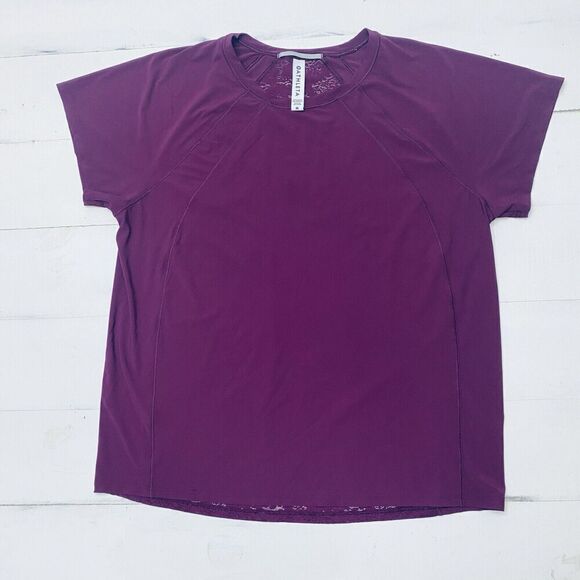 Athleta Wick It Good Plum Purple Lace Back Athletic Running Shirt Size Medium - Picture 1 of 12